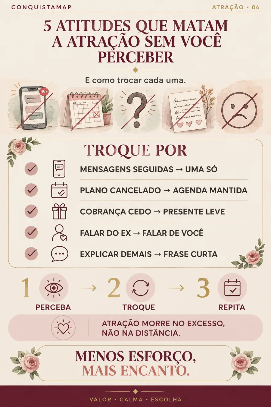 Ficha CONQUISTAMAP 06 — 5 atitudes que matam a atração sem você perceber