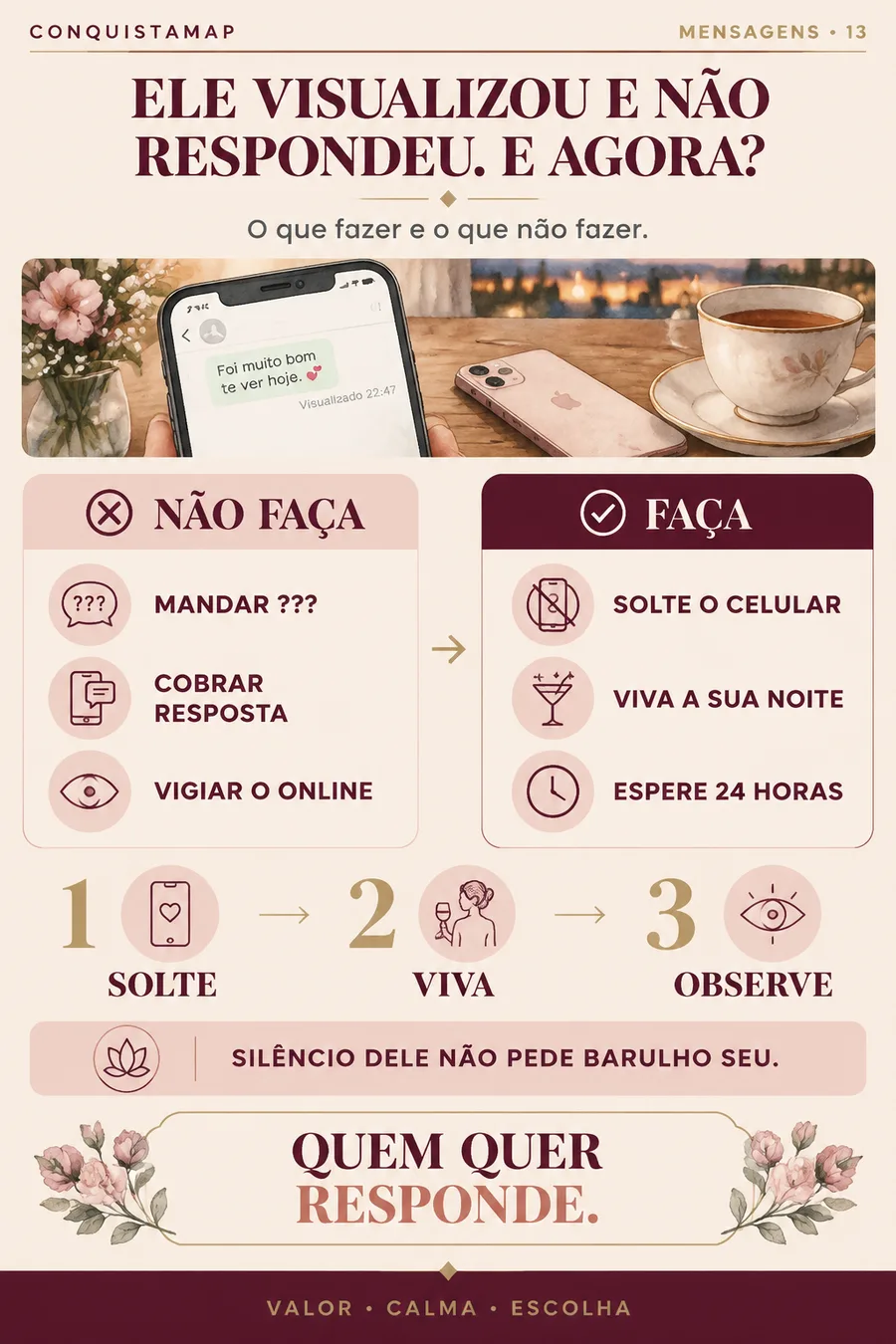 Ficha CONQUISTAMAP 13 — Ele visualizou e não respondeu. E agora?