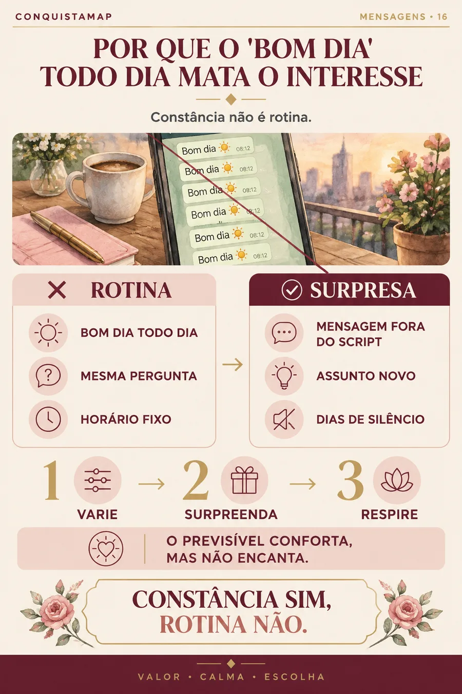 Ficha CONQUISTAMAP 16 — Por que o 'bom dia' todo dia mata o interesse