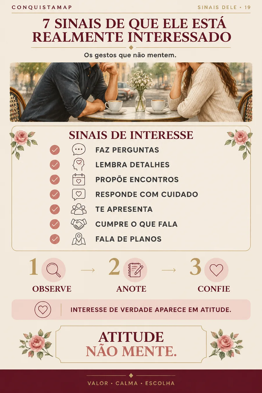 Ficha CONQUISTAMAP 19 — 7 sinais de que ele está realmente interessado
